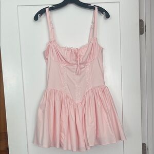Pink lace strap corset dress